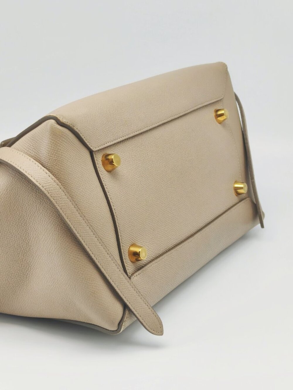Celine Mini Belt Bag Beige Grained Leather Top Handle Handbag - Picture 4 of 13